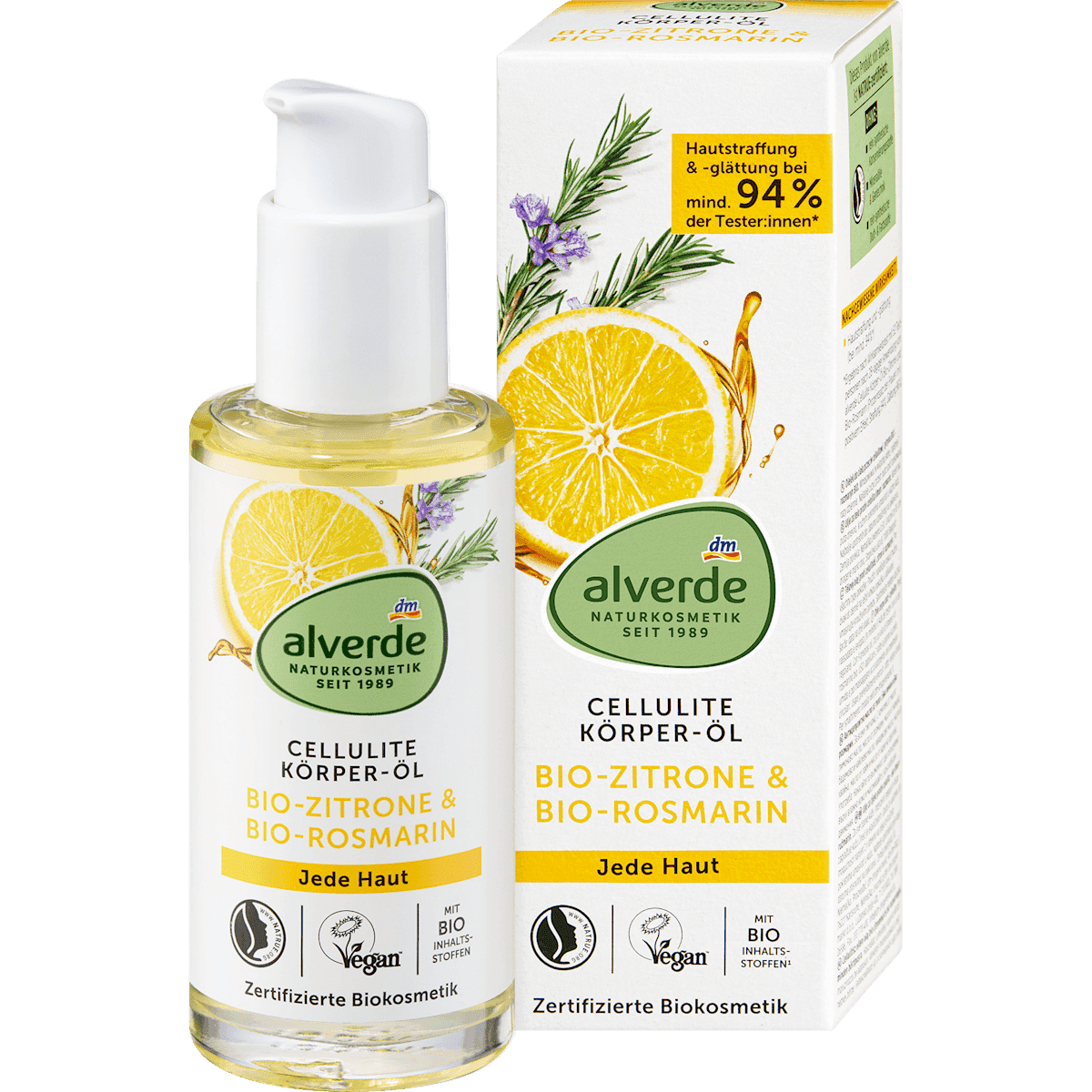 alverde NATURKOSMETIK Huile Corps Anti-Cellulite Citron & Romarin 100 ml — produit allemand authentique au Maroc