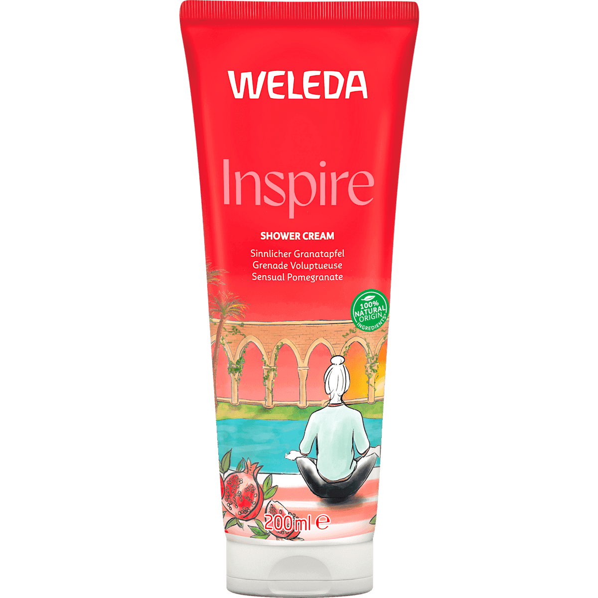 Weleda crème de douche Inspire grenade, 200 ml — produit allemand authentique au Maroc