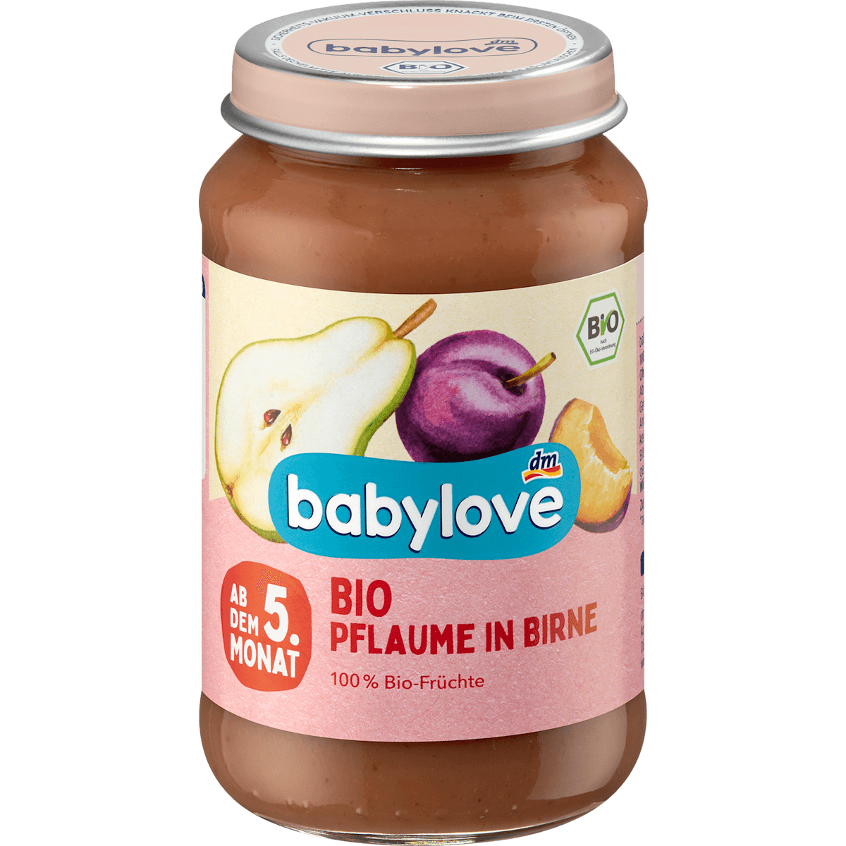 babylove Fruits prune-poire dès le 5e mois, 190 g — produit allemand authentique au Maroc