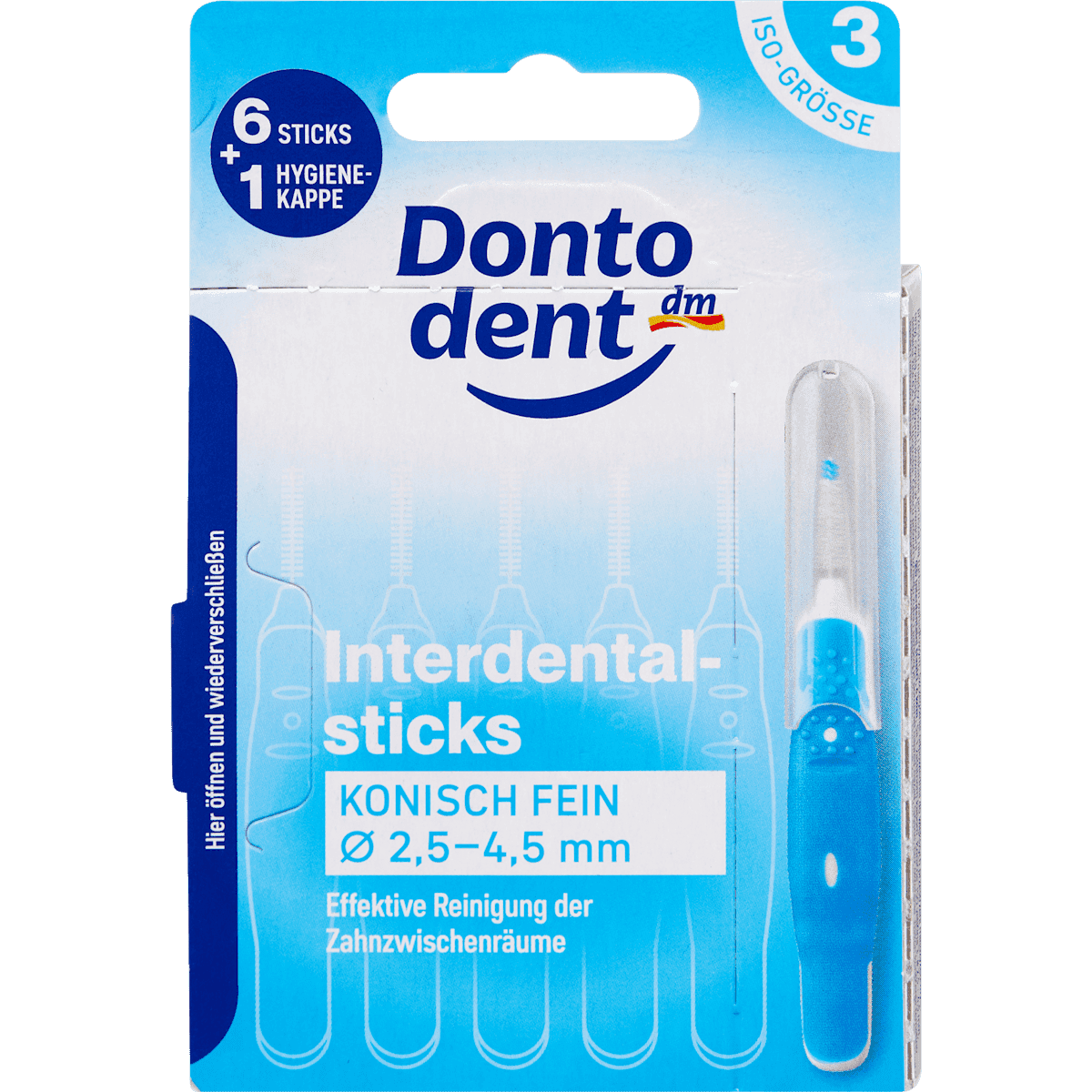 Dontodent interdental brushes interdental blue 0,6 mm ISO 3 6 pcs — authentic German product in Morocco