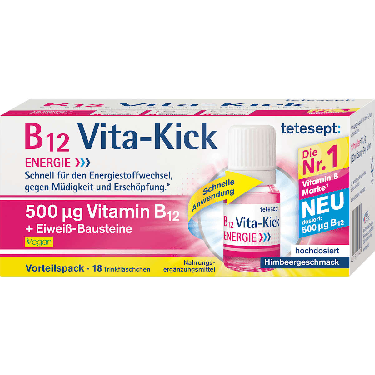 tetesept Vita-Kick B12 ampoules buvables 18 pièces, 192,5 g — produit allemand authentique au Maroc