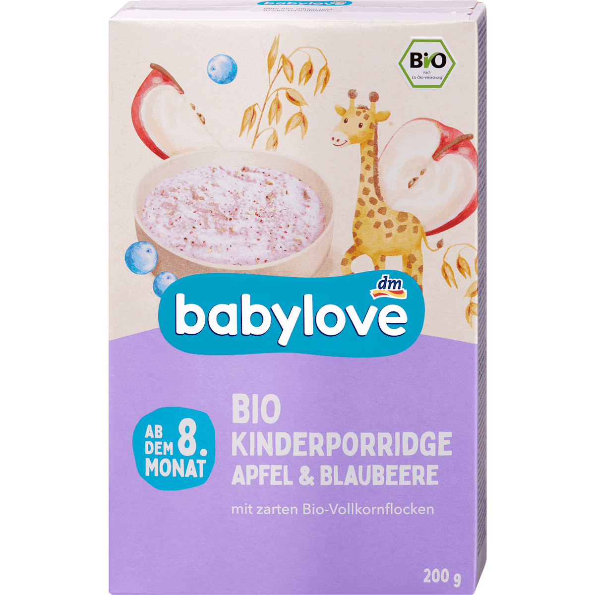 babylove Porridge pomme-myrtille dès le 8e mois 200 g — produit allemand authentique au Maroc