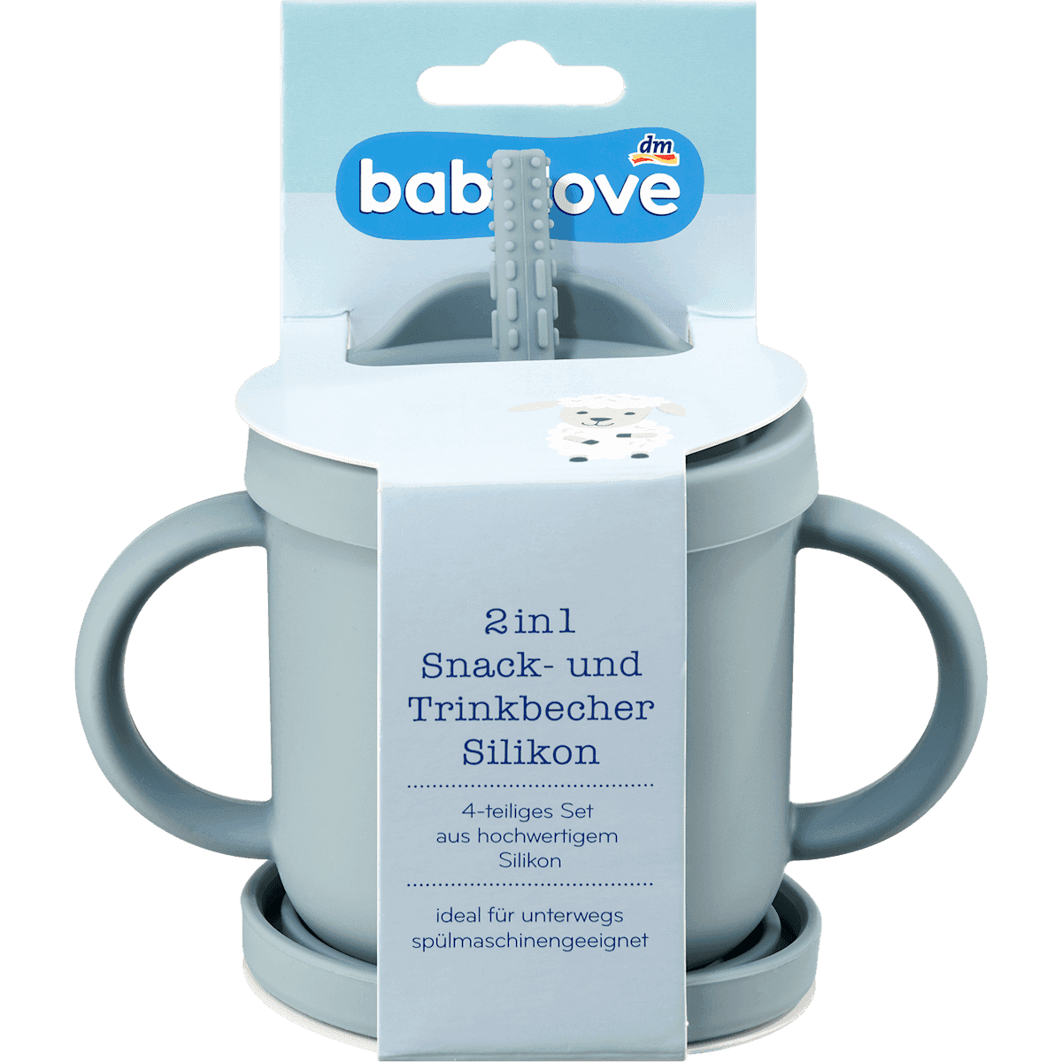 babylove Snack- et Trinkbecher 2in1 silicone bleu, 1 pièce — produit allemand authentique au Maroc