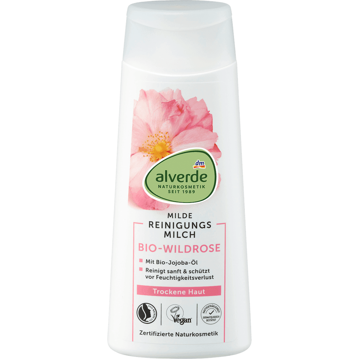 alverde NATURKOSMETIK lait démaquillant rose sauvage doux 200 ml — produit allemand authentique au Maroc
