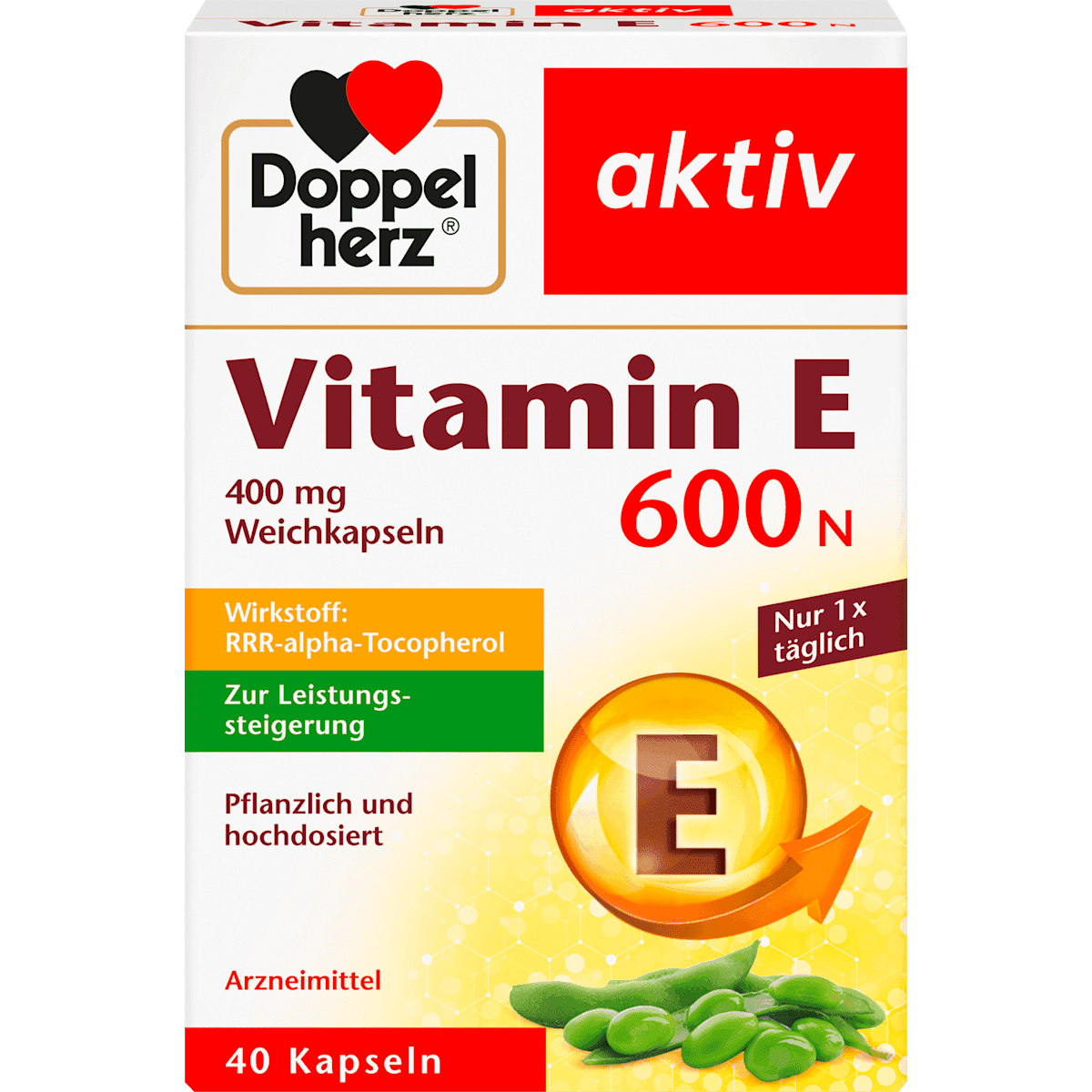 Doppelherz Vitamine E 600N gélules, 40 pièces — produit allemand authentique au Maroc