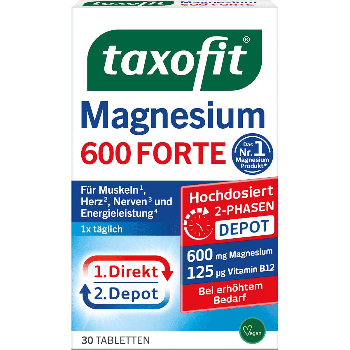 taxofit Magnésium 600 Forte libération prolongée comprimés 30 pièces, 51,2 g — produit allemand authentique au Maroc