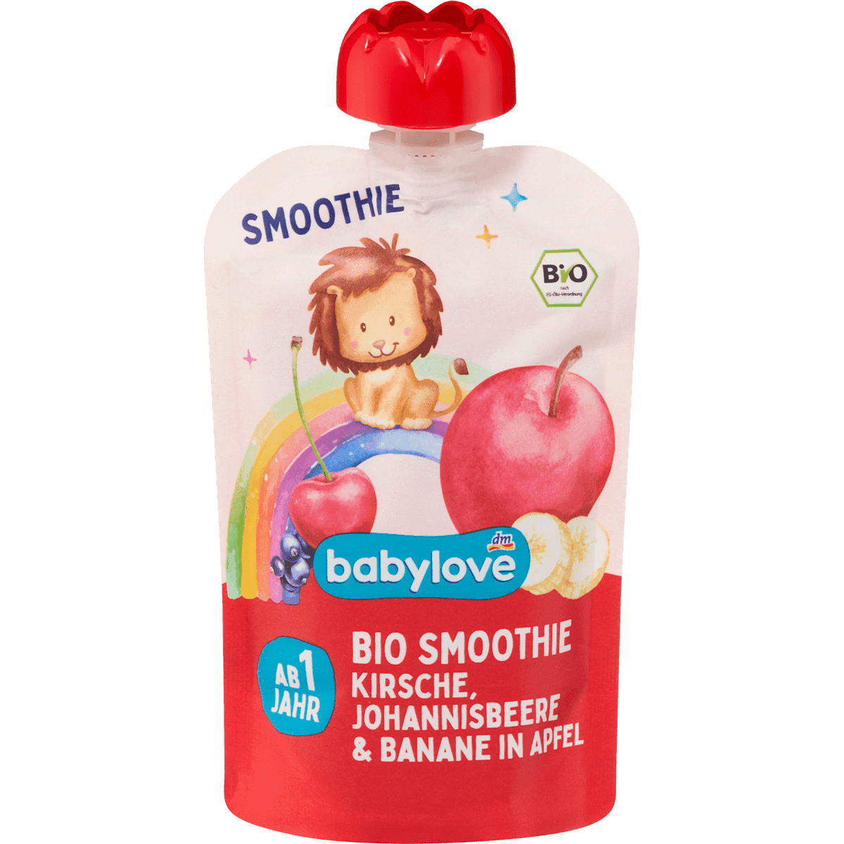 babylove Gourde smoothie cerise cassis & banane dans pomme dès 1 an, 100 g — produit allemand authentique au Maroc