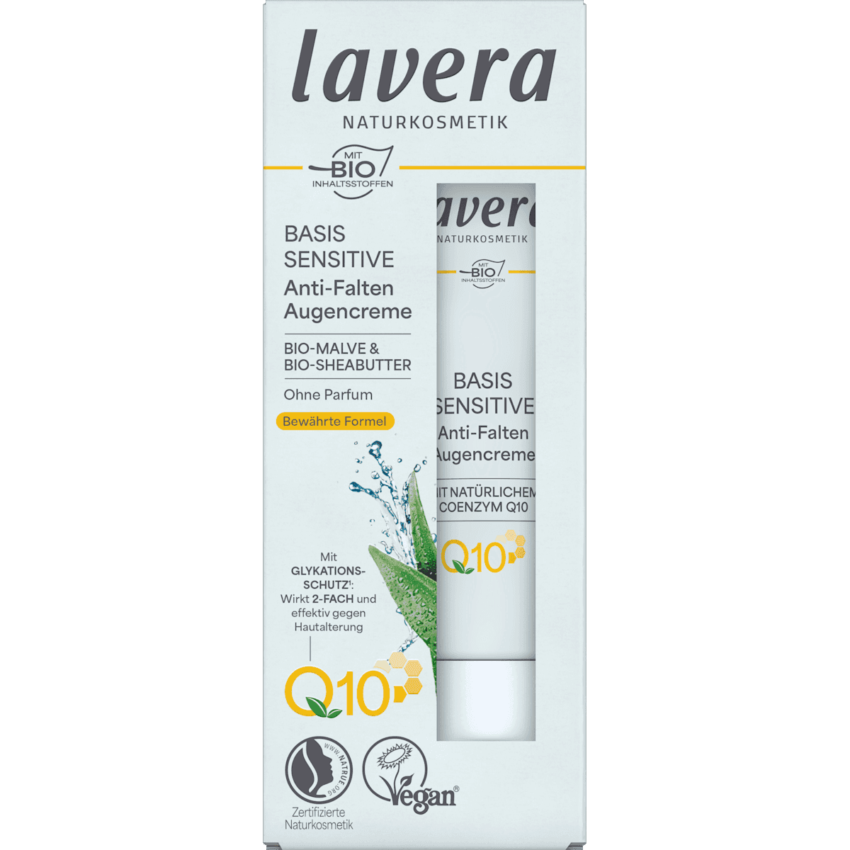 lavera NATURKOSMETIK anti-rides crème contour des yeux Q10 Basis Sensitiv, 15 ml — منتج ألماني أصلي في المغرب
