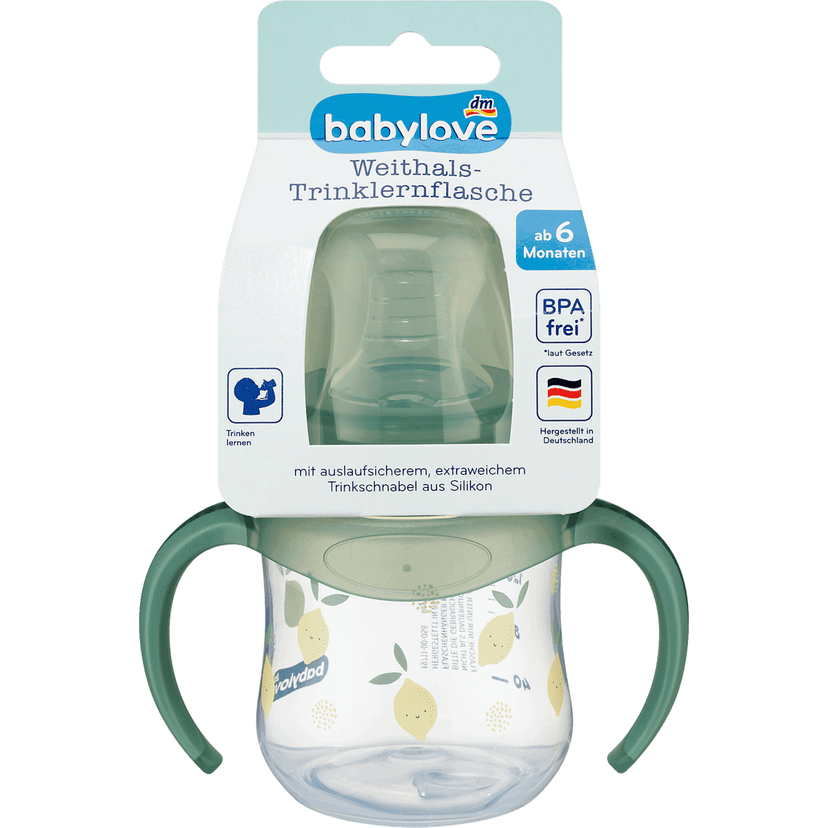 babylove biberon d'apprentissage large vert dès 6 mois 150 ml 1 pièce — produit allemand authentique au Maroc