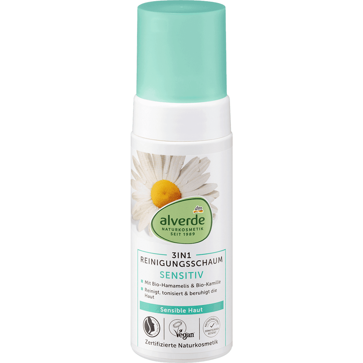 alverde Mousse cleansing 3-in-1 Sensitiv hamamélis & chamomile 150 ml — authentic German product in Morocco