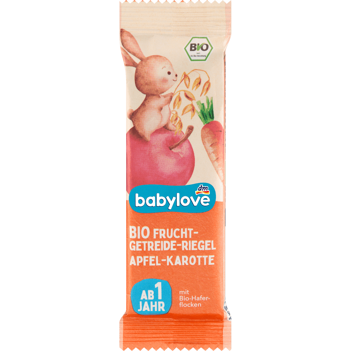 babylove Barre fruits-céréales pomme-carotte dès 1 an 25 g — produit allemand authentique au Maroc