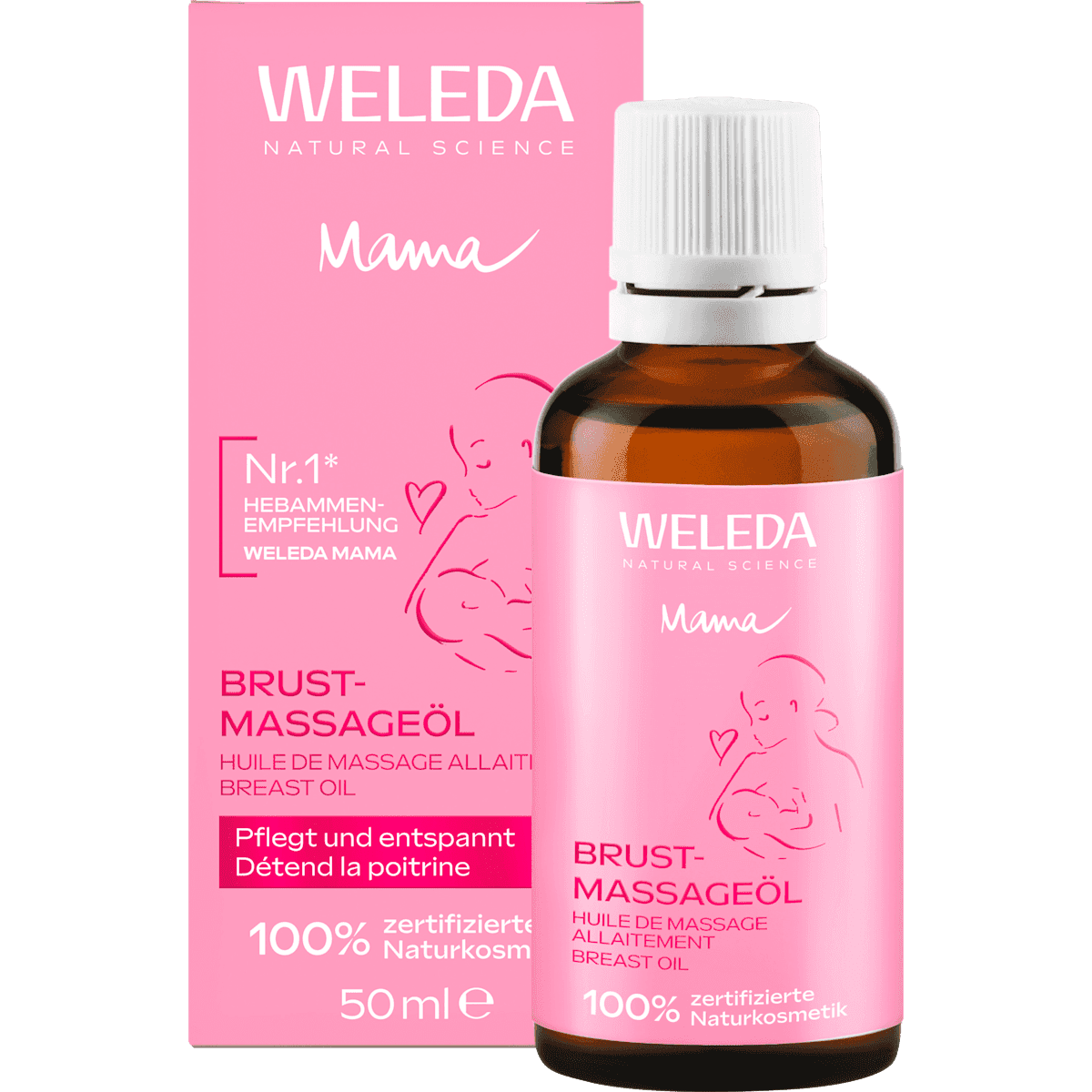 Weleda Huile de soin Mama Brustmassage, 50 ml — produit allemand authentique au Maroc