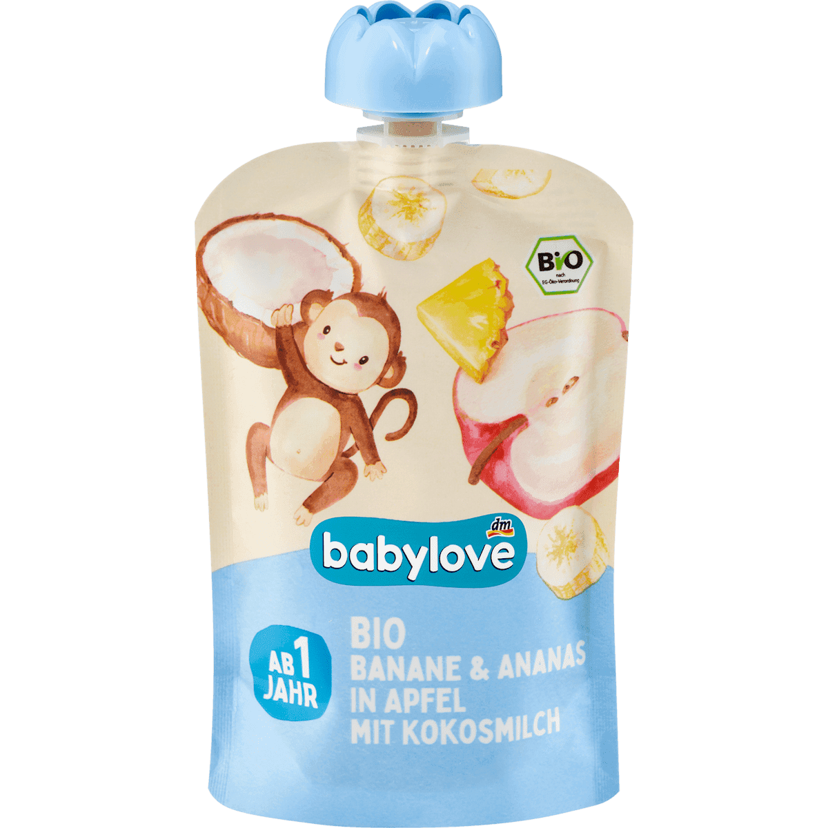 babylove Gourde banane & ananas dans pomme au lait de coco dès 1 an 100 g — produit allemand authentique au Maroc
