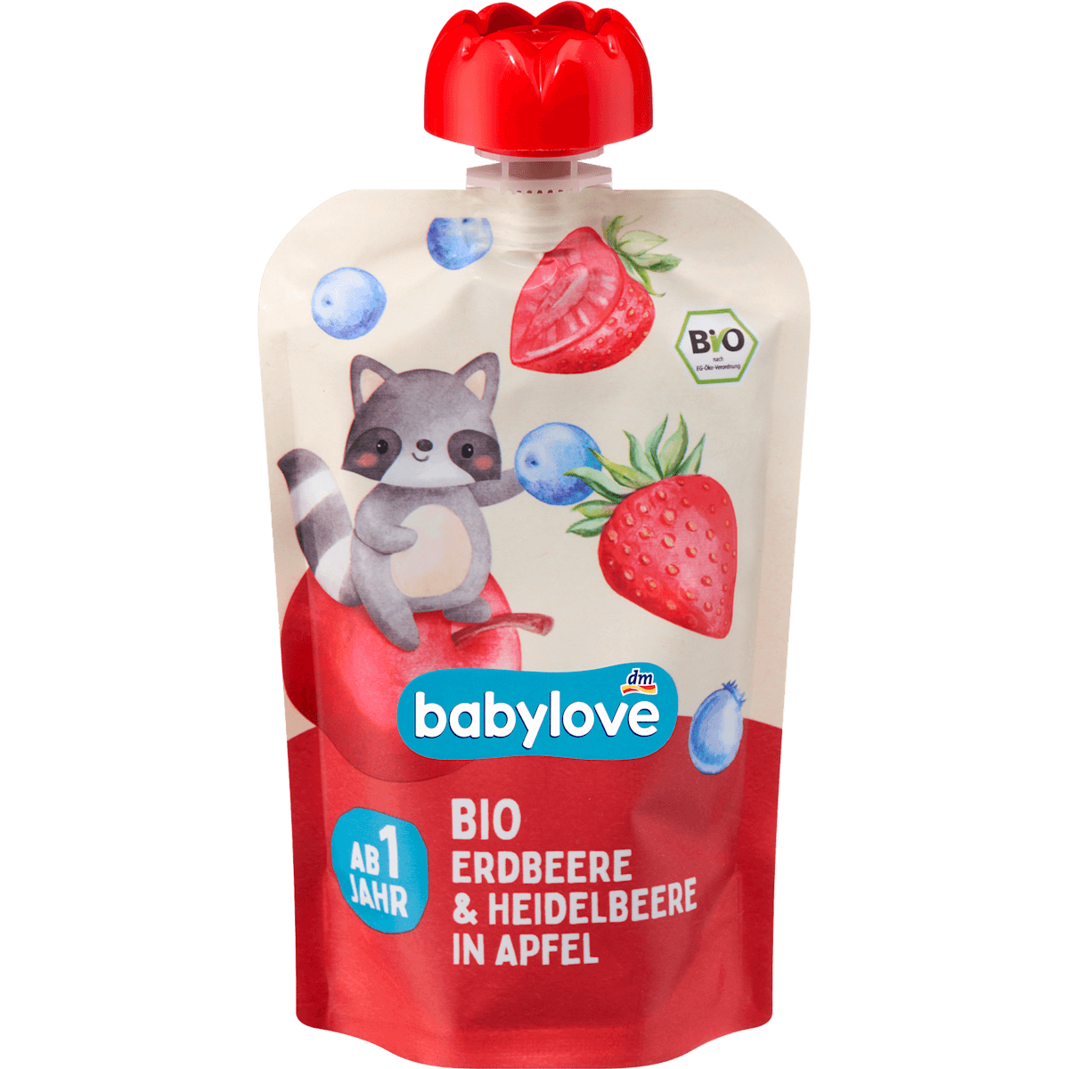 babylove gourde fraise & myrtille dans pomme dès 1 an 100 g — produit allemand authentique au Maroc