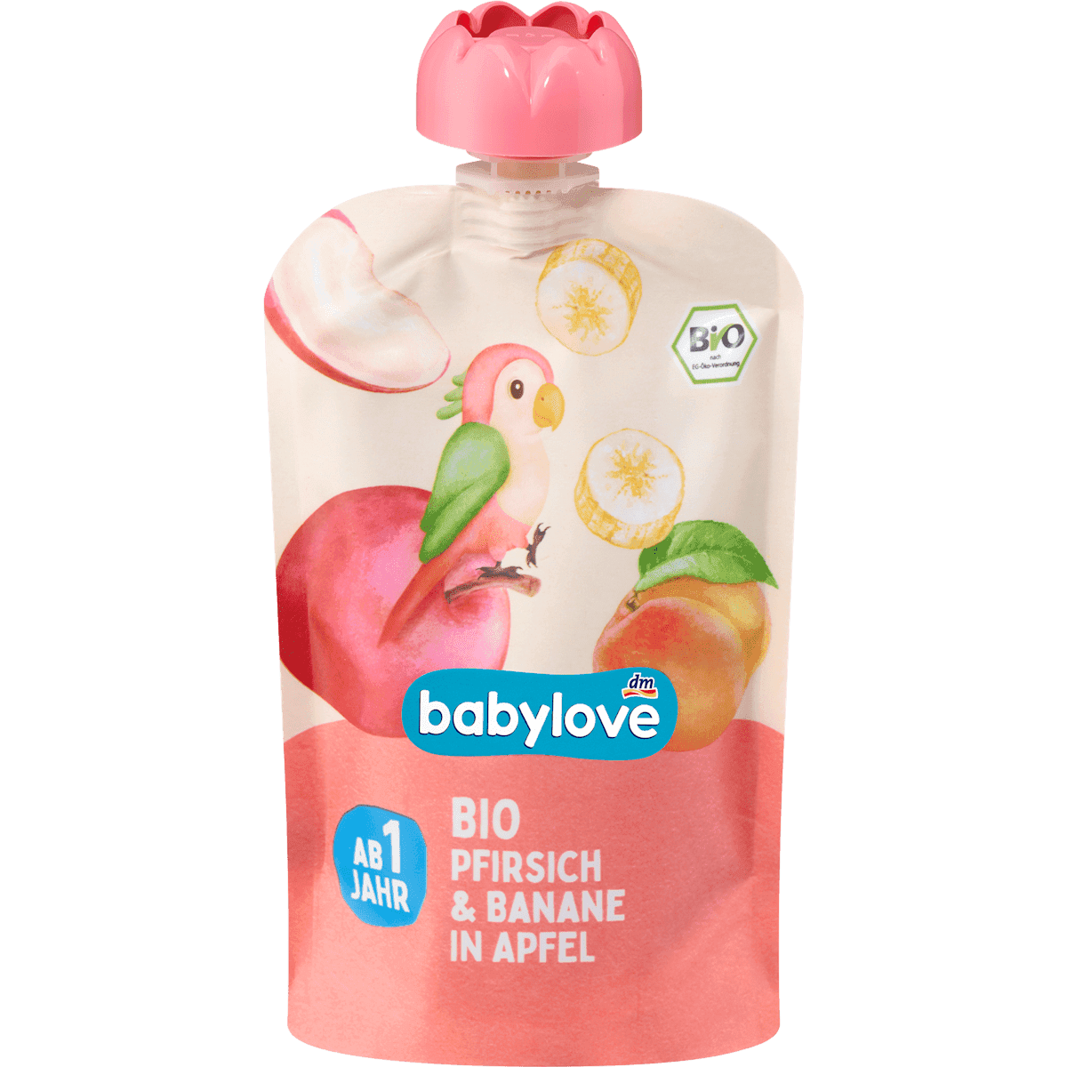 babylove Gourde pêche & banane en pomme dès 1 an 100 g — produit allemand authentique au Maroc