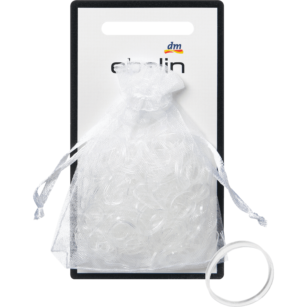 ebelin Mini-élastiques en pochette organza transparents 250 pièces — produit allemand authentique au Maroc