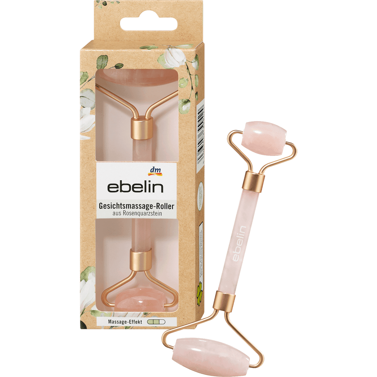 ebelin Rouleau de massage visage en quartz rose — produit allemand authentique au Maroc