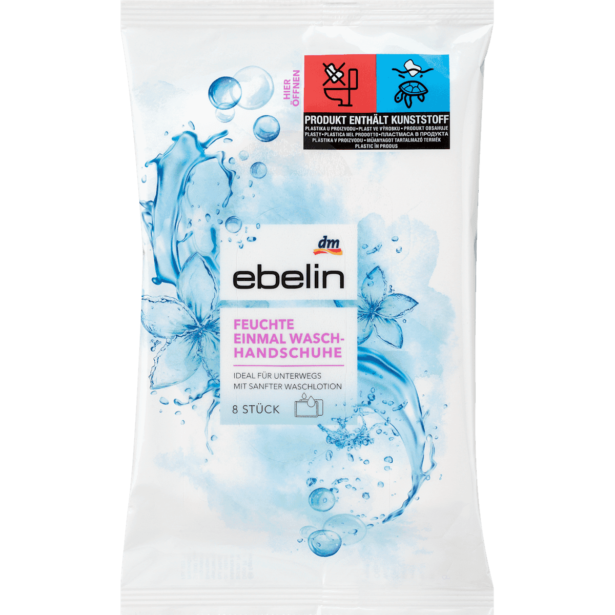 ebelin Gants de toilette humides jetables, 8 pièces — produit allemand authentique au Maroc