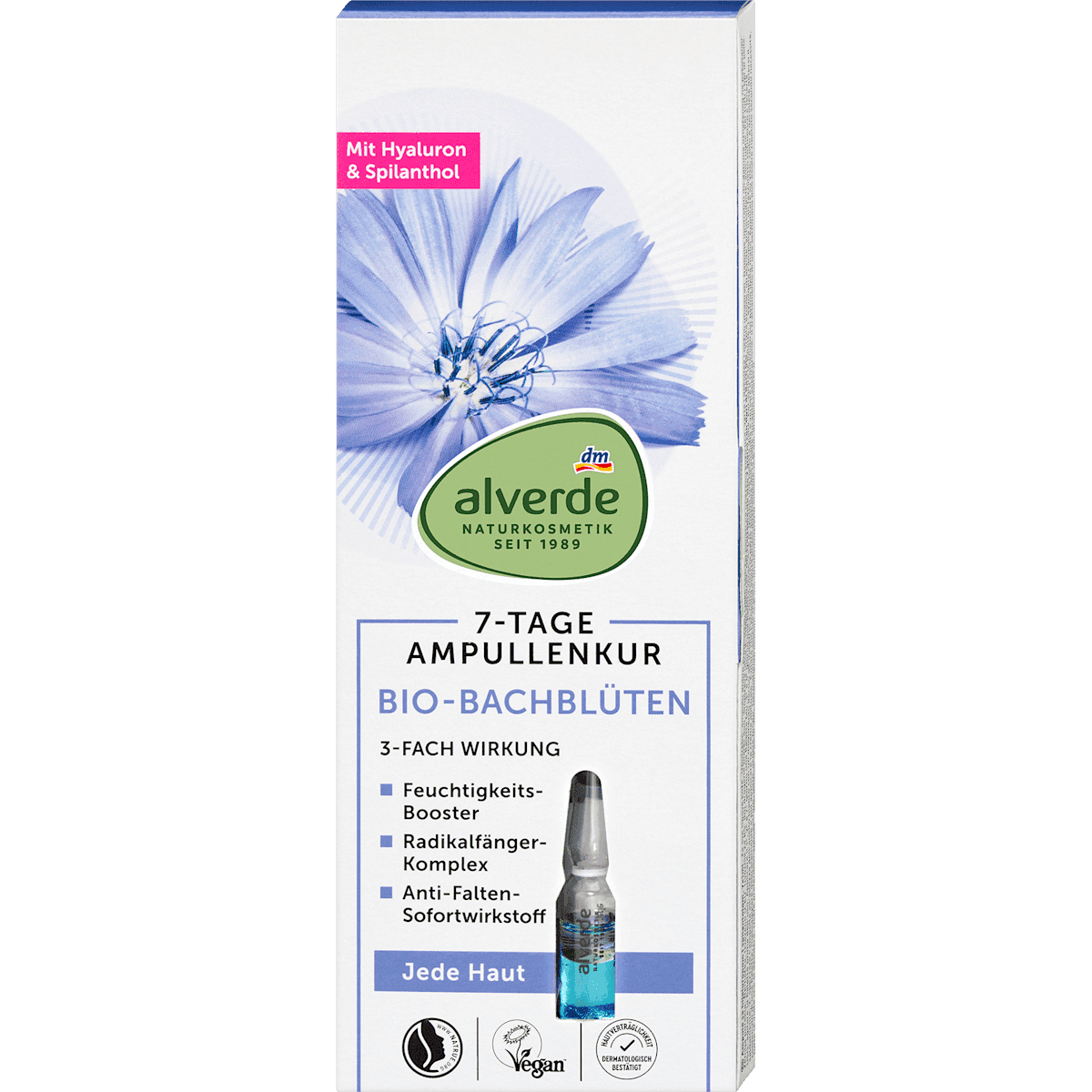 alverde NATURKOSMETIK Cure ampoules 7 jours fleurs de Bach bio 7 ml — produit allemand authentique au Maroc