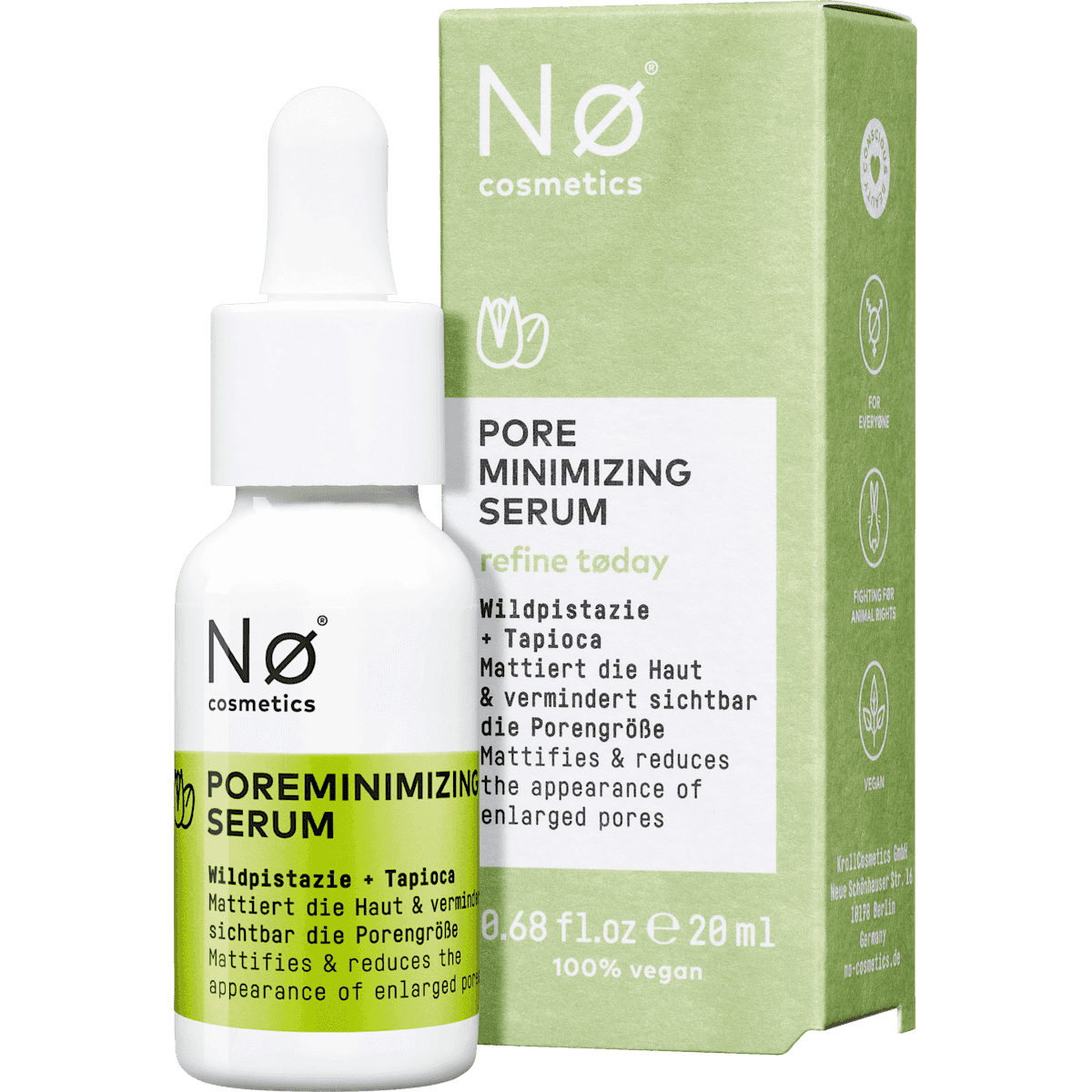 NØ cosmetics Serum Pore Minimizing, 20 ml — produit allemand authentique au Maroc