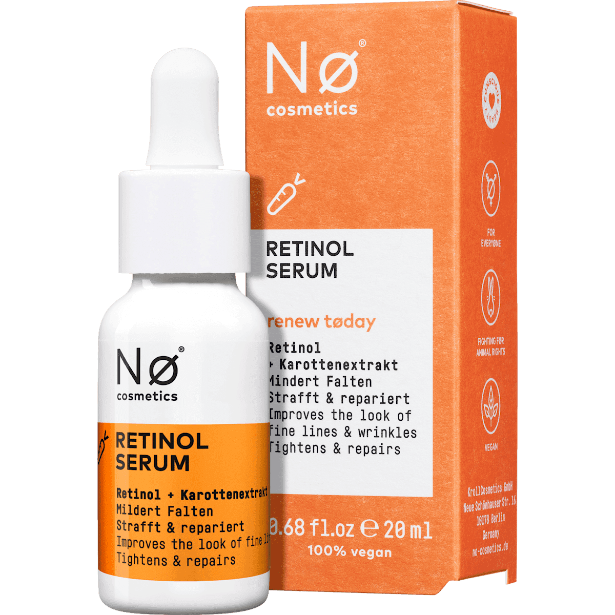 NØ cosmetics Serum Retinol, 20 ml — produit allemand authentique au Maroc