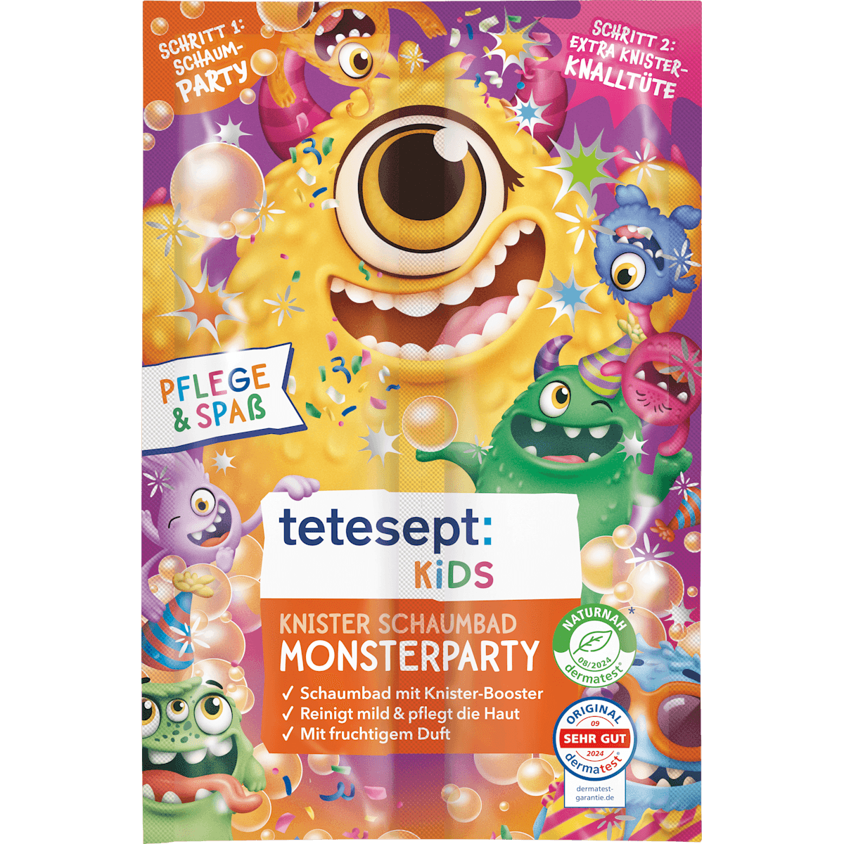 tetesept : KIDS Bain moussant Plaisir du bain Knister Monsterparty, 45 g — produit allemand authentique au Maroc