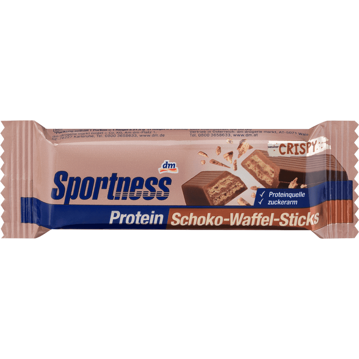 Sportness Gaufrette protéinée Chocolat 21,5 g — produit allemand authentique au Maroc