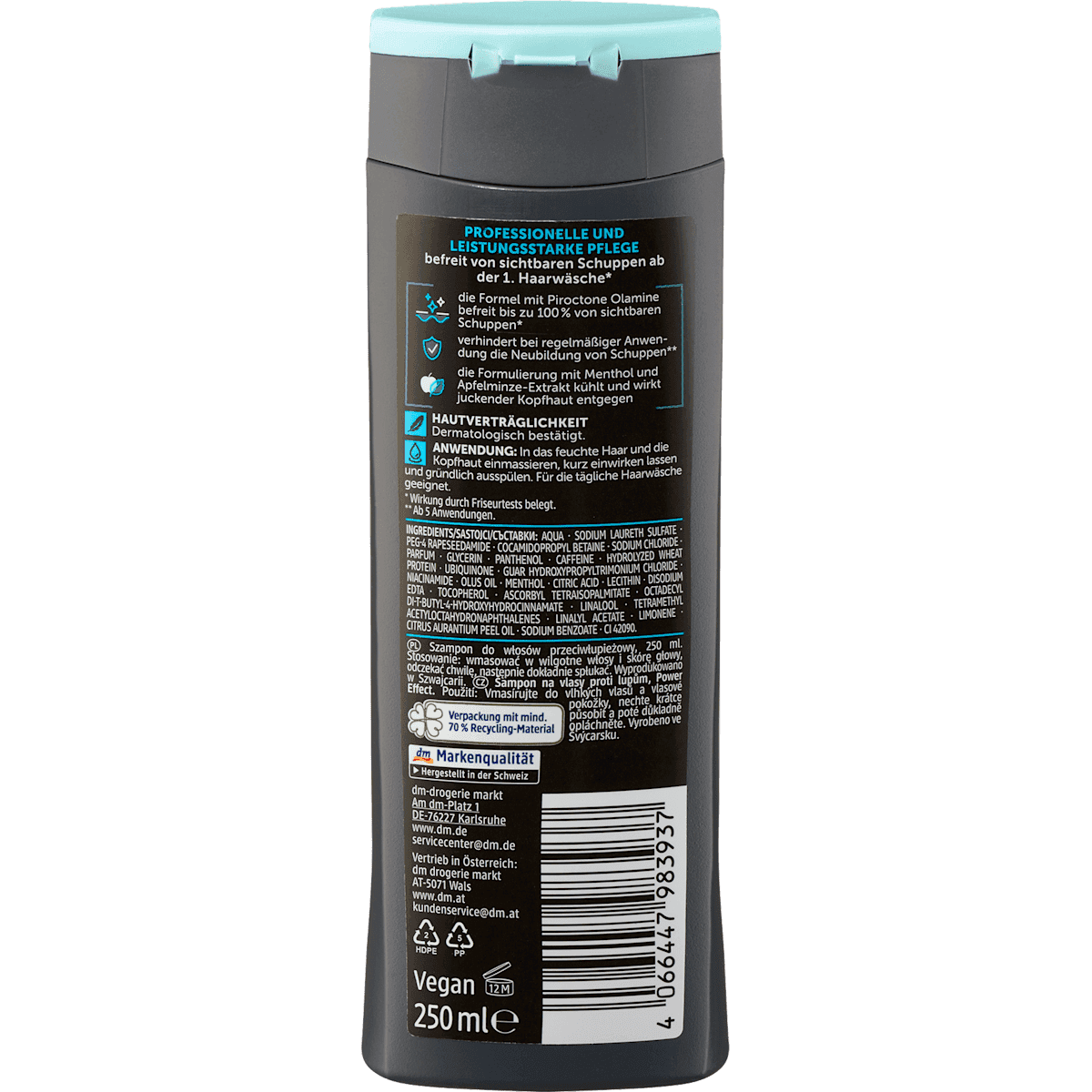 Balea MEN Shampoo anti-dandruff Power Effect 250 ml (Balea MEN Shampoo Anti-Schuppen Power Effect, 250 ml) — authentic German product in Morocco