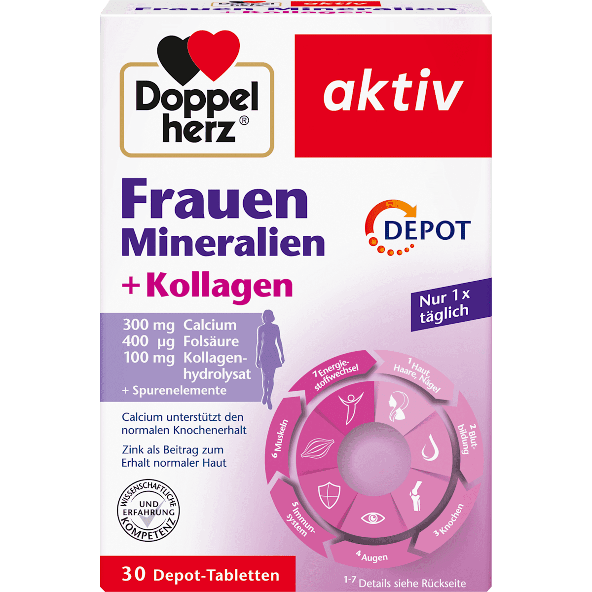 Doppelherz Frauen Mineralien + Collagène comprimés 30 pièces, 51 g — produit allemand authentique au Maroc