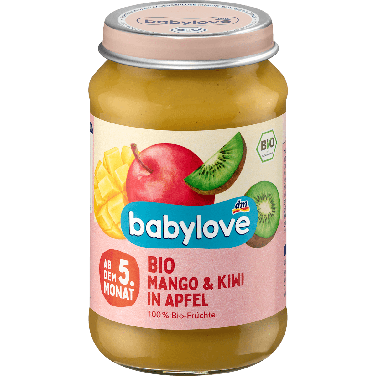 babylove Fruits Mangue & Kiwi en pomme dès le 5e mois 190 g — produit allemand authentique au Maroc