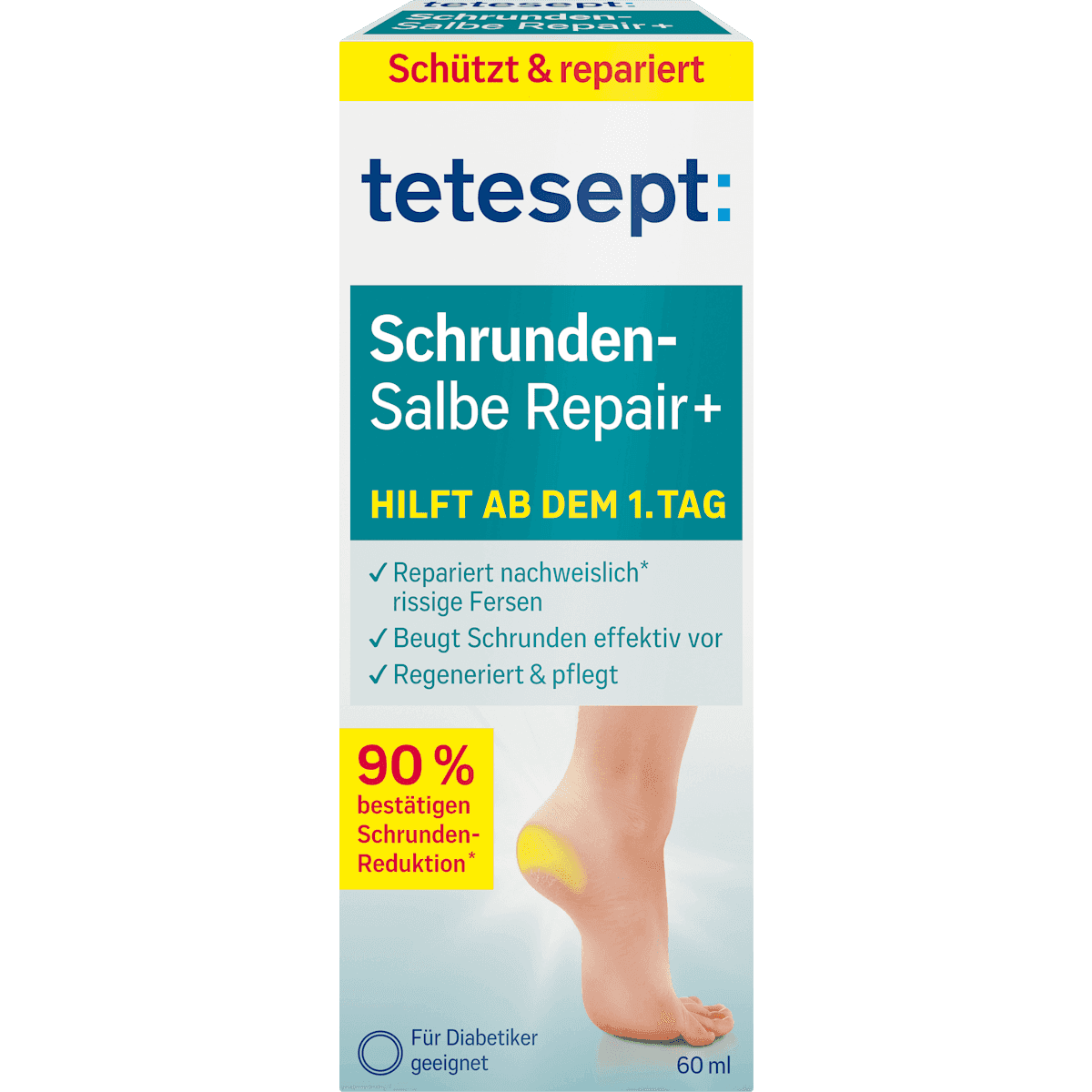 tetesept Crème pieds, Schrundensalbe Repair+, 60 ml — authentic German product in Morocco