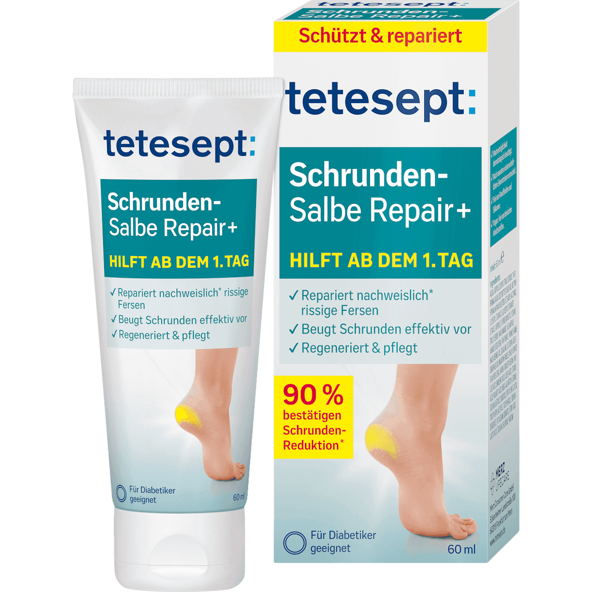 tetesept Crème pieds, Schrundensalbe Repair+, 60 ml — authentic German product in Morocco