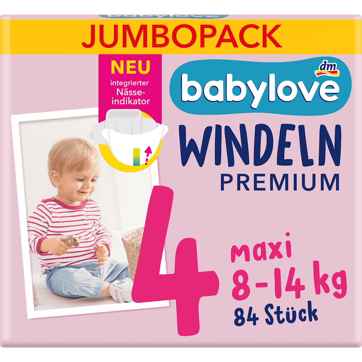 babylove couches Premium T.4 maxi (8-14 kg) pack jumbo 84 pcs — produit allemand authentique au Maroc