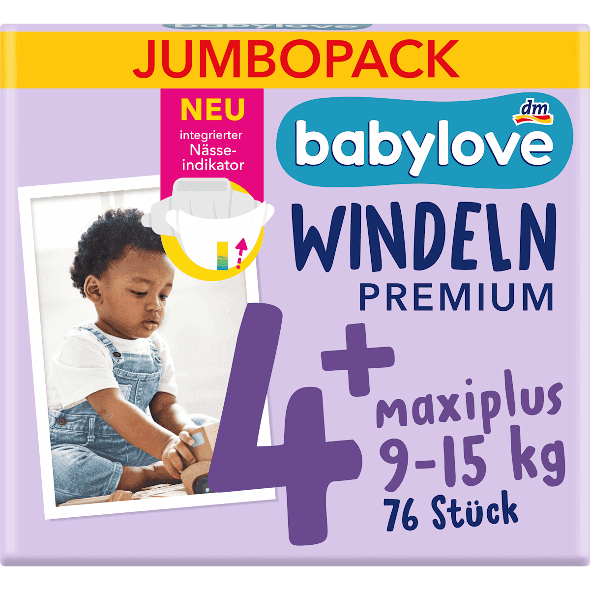 babylove Couches Premium T. 4+ maxiplus (9-15 kg) Jumbopack 76 pièces — produit allemand authentique au Maroc