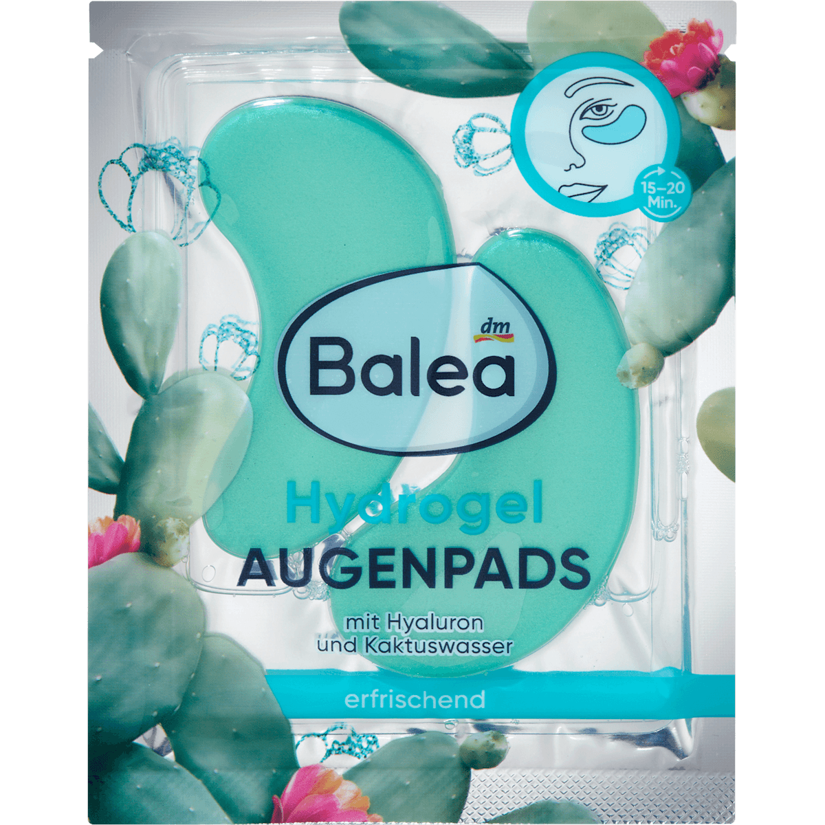 Balea patchs yeux hydrogel eau de cactus (1 paire) 2 pièces — produit allemand authentique au Maroc