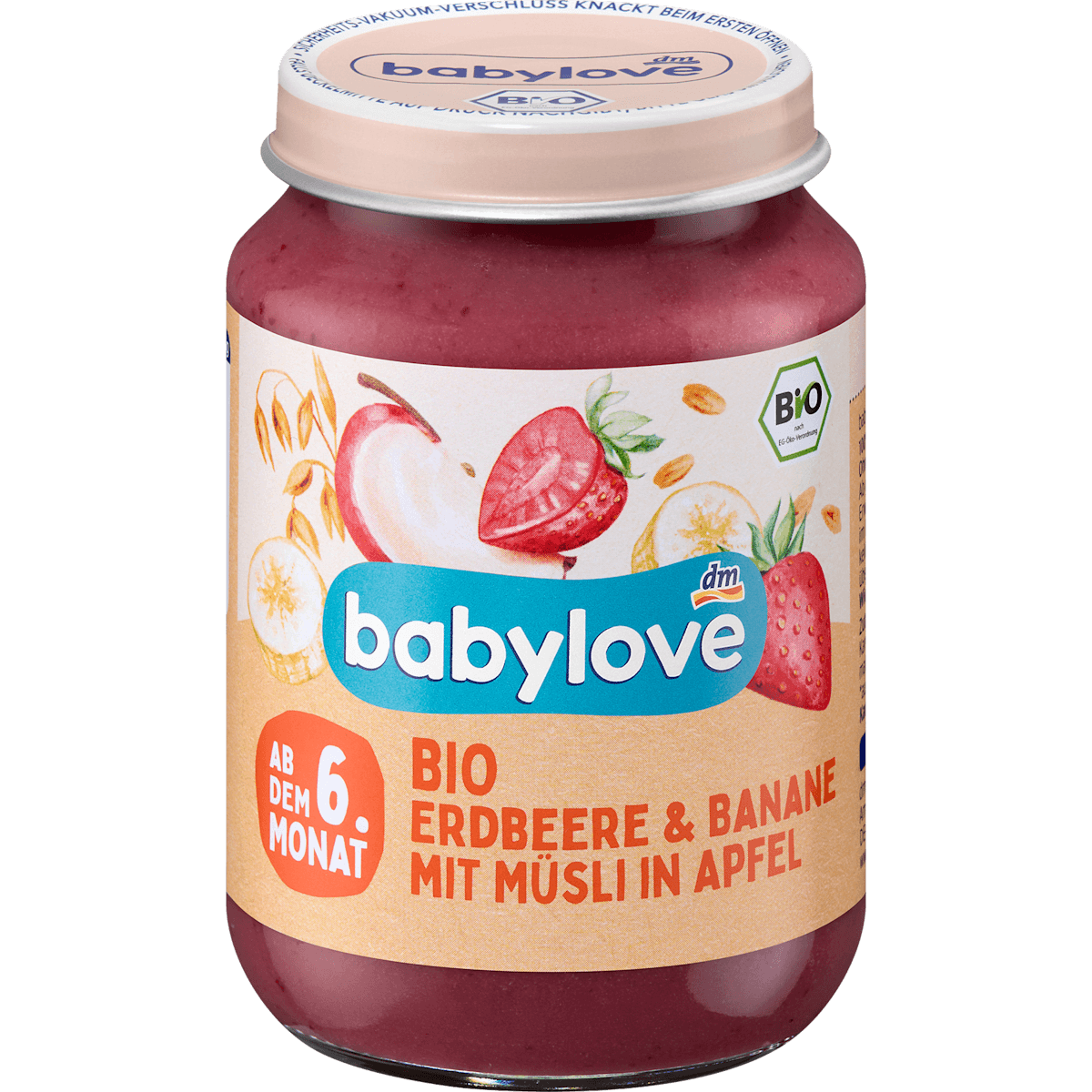 babylove Fruits & céréales muesli fraise-banane dans pomme dès 6 mois 190 g — produit allemand authentique au Maroc