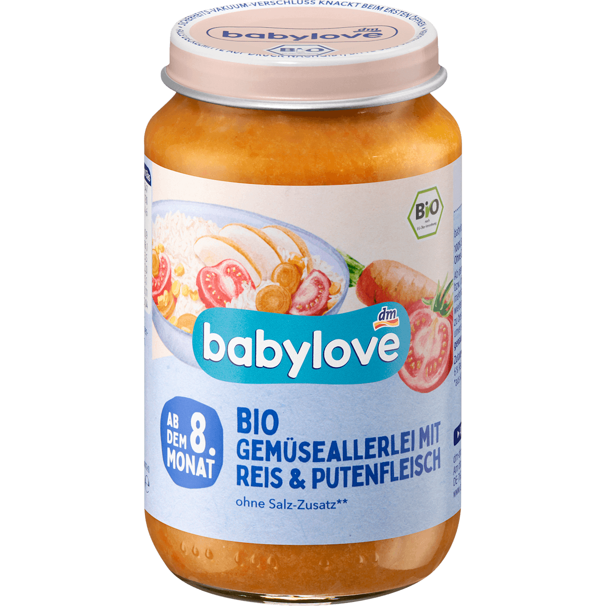 babylove Meal vegetables assorted with rice & turkey from 8 months, 220 g — authentic German product in Morocco