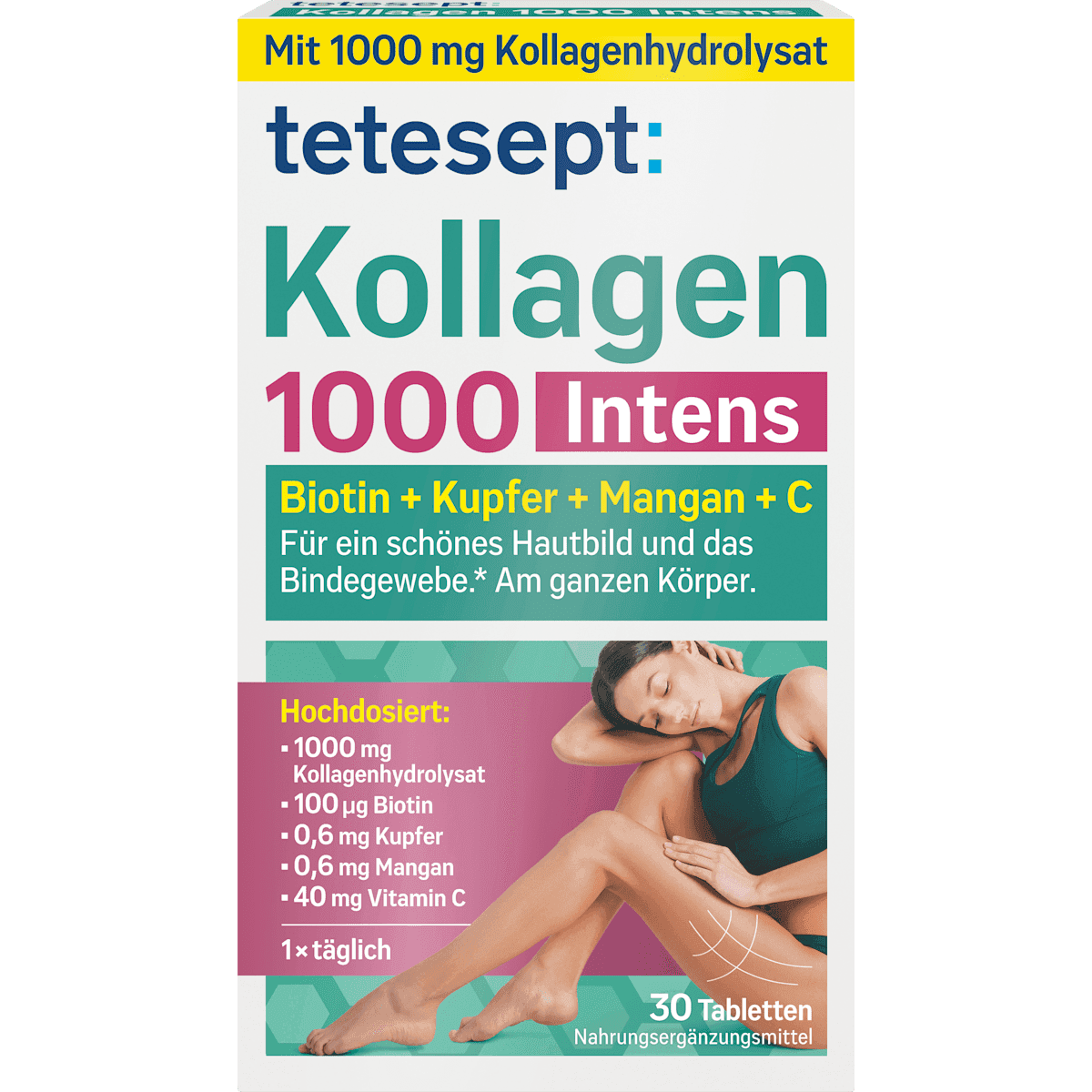 tetesept Collagène 1000 Intens 30 pièces, 41 g — produit allemand authentique au Maroc