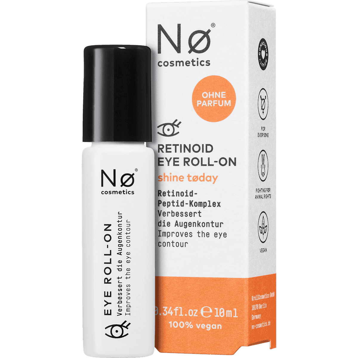 NØ cosmetics Roll-on yeux shine today Rétinoïde, 10 ml — produit allemand authentique au Maroc