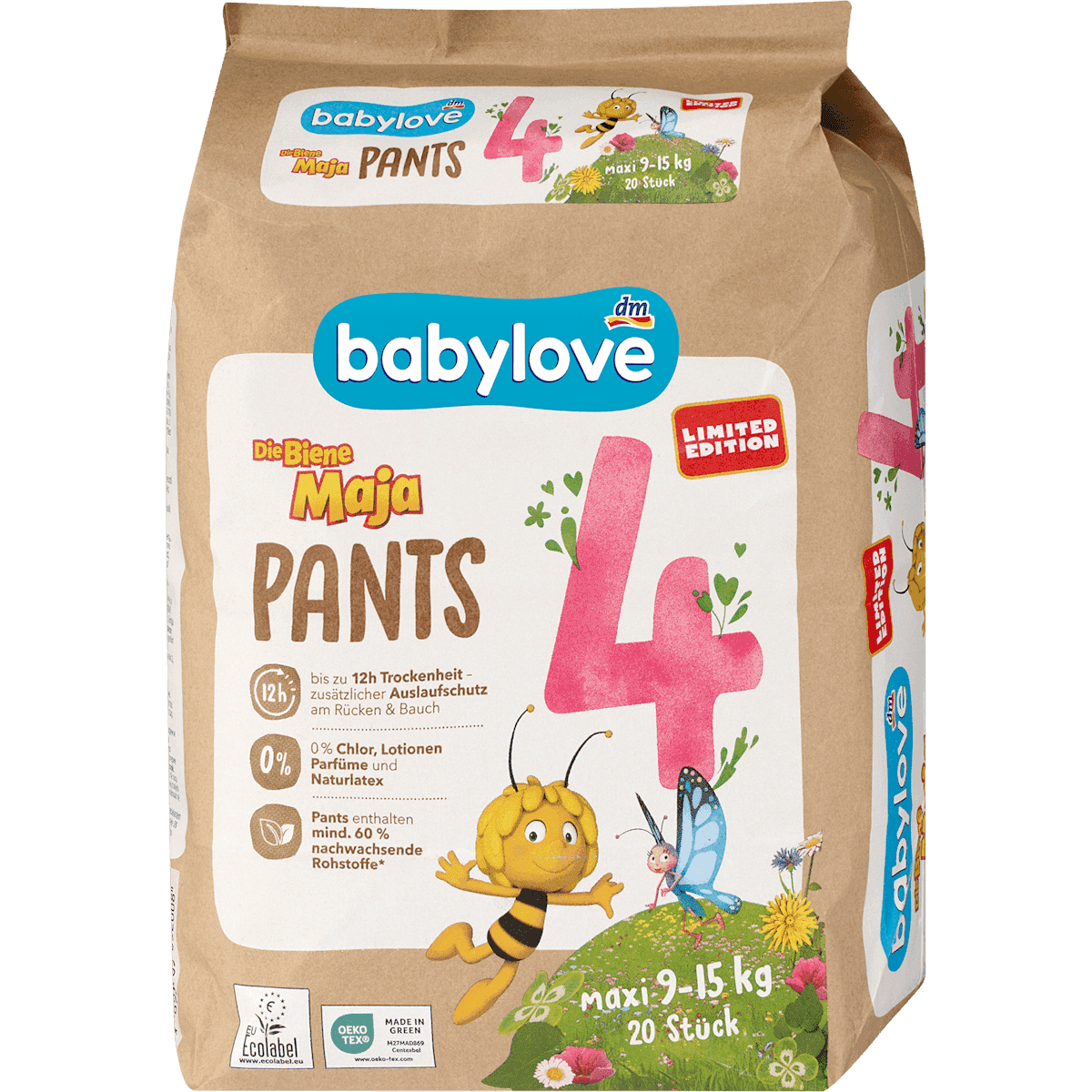 babylove Bébé Pants Maya l'abeille taille 4 maxi (9-15 kg), 20 pièces — produit allemand authentique au Maroc