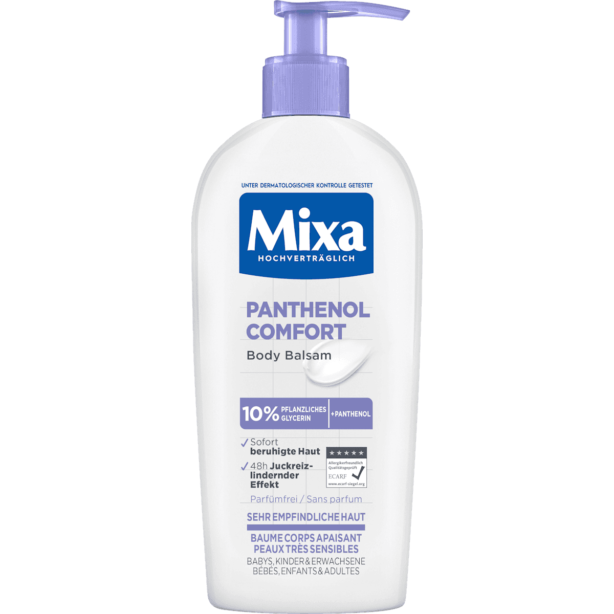 Mixa Lait corporel Panthénol Comfort, 250 ml — produit allemand authentique au Maroc