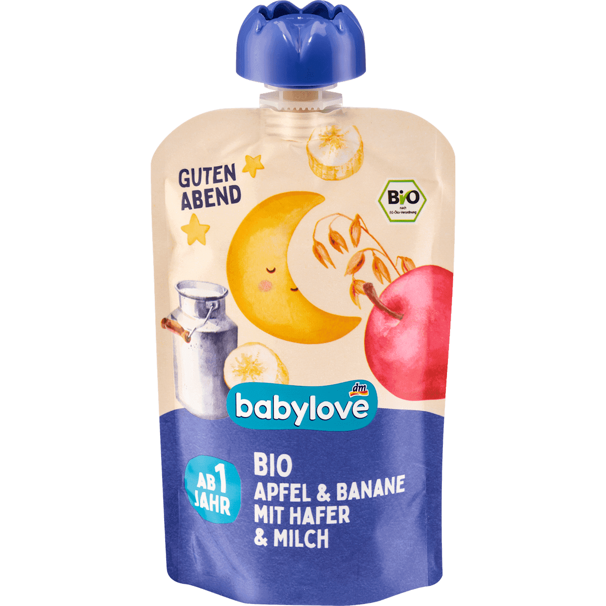 babylove Gourde Bonsoir pomme & banane avoine & lait dès 1 an, 100 g — produit allemand authentique au Maroc
