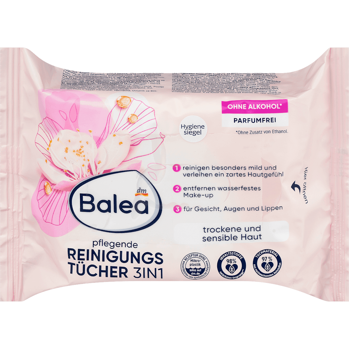 Balea Lingettes démaquillantes nourrissantes 3en1, 25 pièces — produit allemand authentique au Maroc