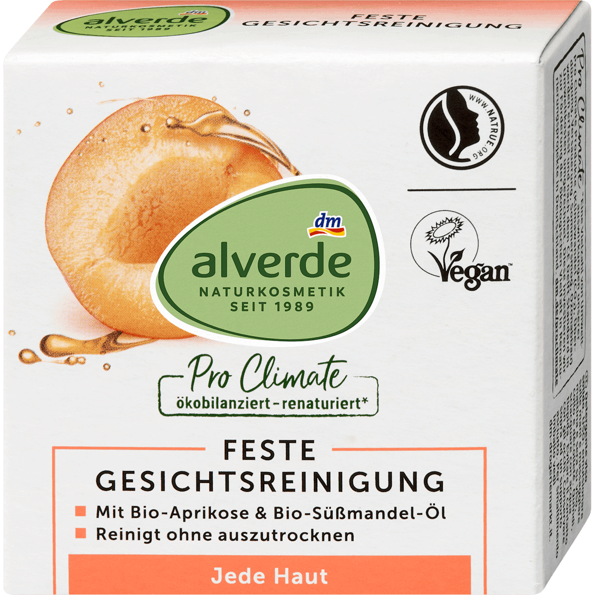 alverde NATURKOSMETIK nettoyant visage solide abricot & mangue, 75 g — produit allemand authentique au Maroc