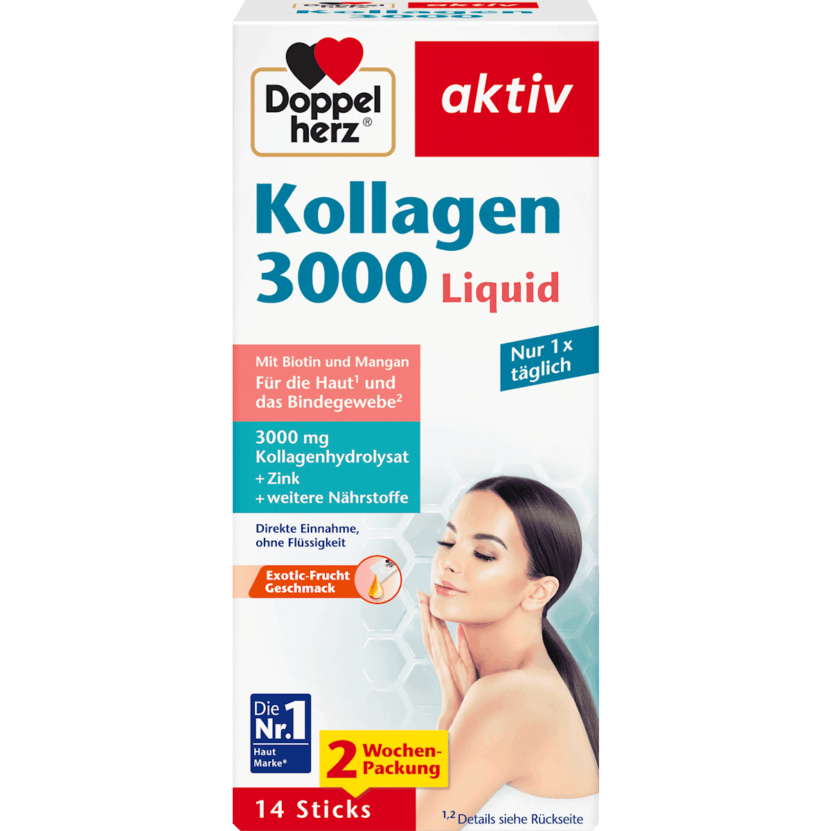 Doppelherz Collagène 3.000 Liquid Sticks 14 pièces, 140 ml — produit allemand authentique au Maroc