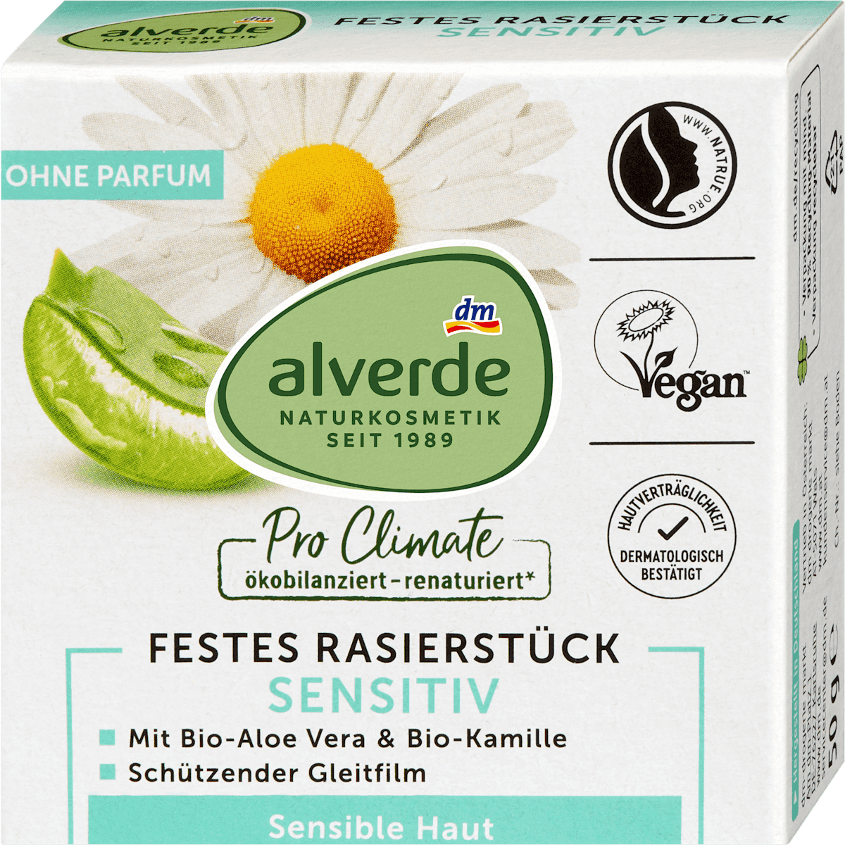 alverde NATURKOSMETIK Savon de rasage solide Aloe Vera & Camomille 50 g — منتج ألماني أصلي في المغرب