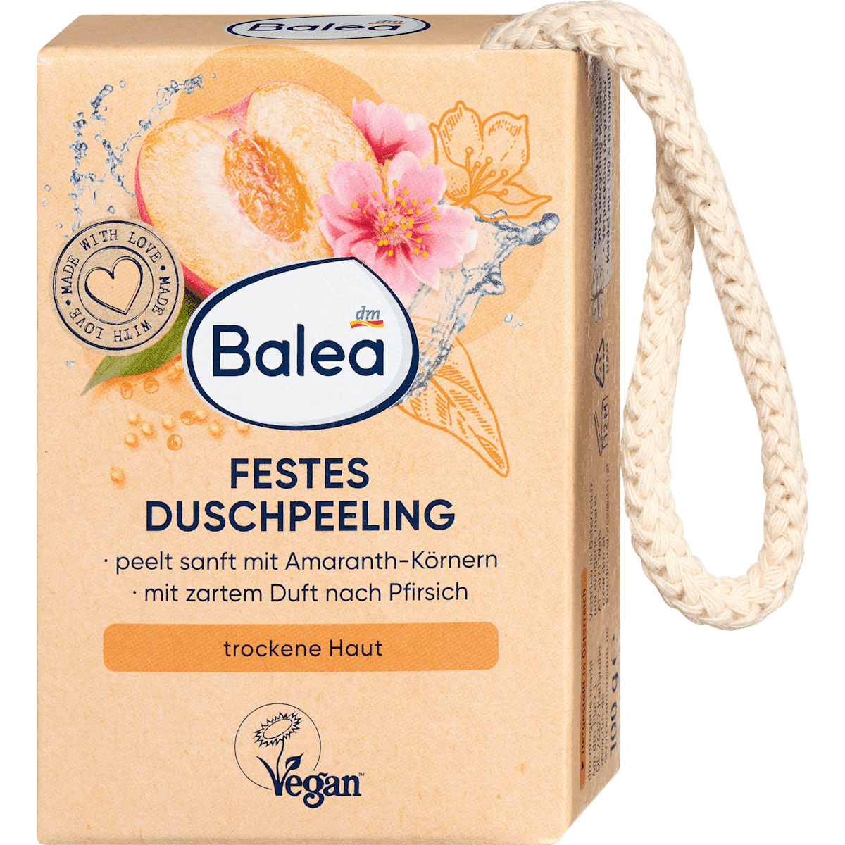 Balea Gommage corps solide pêche 100 g — produit allemand authentique au Maroc