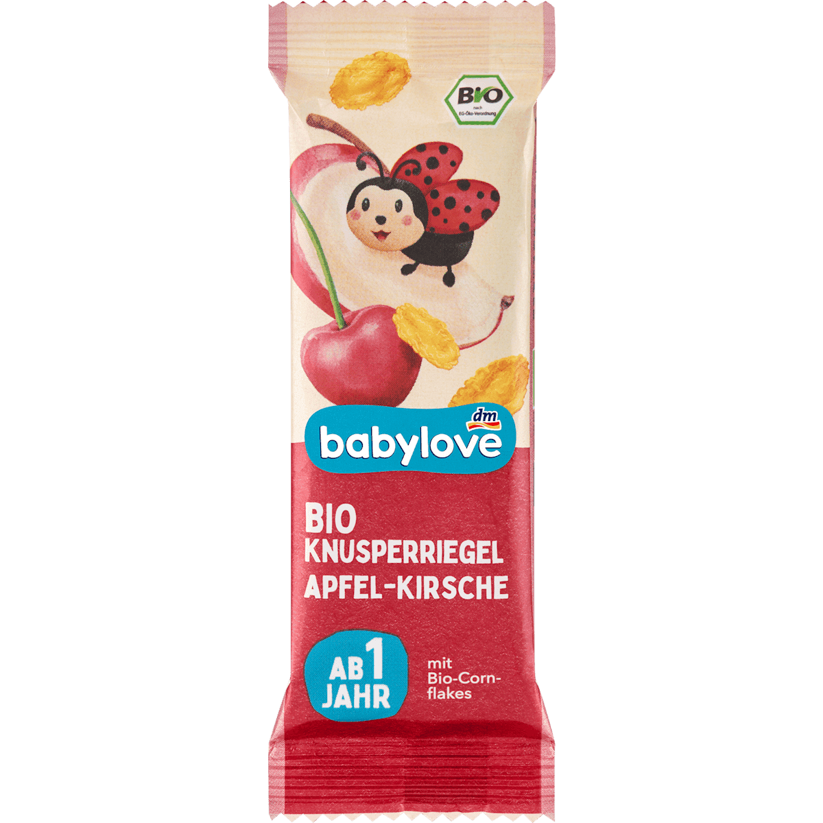babylove barre croustillante pomme-cerise dès 1 an, 25 g — produit allemand authentique au Maroc