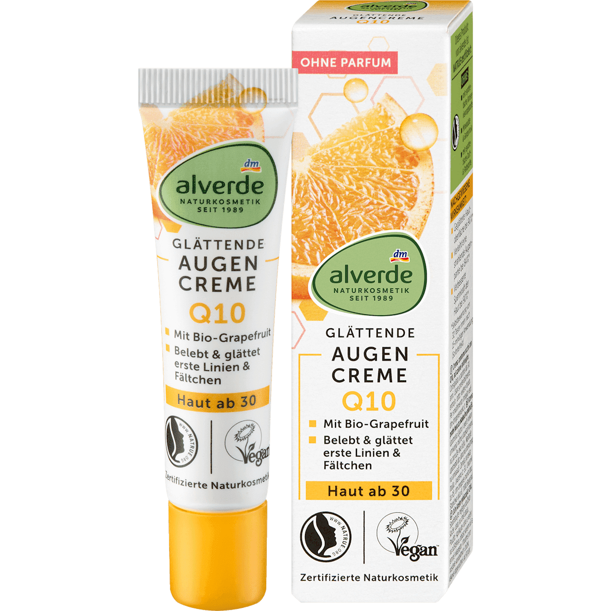 alverde NATURKOSMETIK Crème yeux Q10 lissante, 15 ml — produit allemand authentique au Maroc