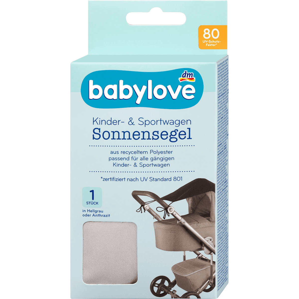 babylove Voile pare-soleil pour poussette gris clair 1 pc — produit allemand authentique au Maroc